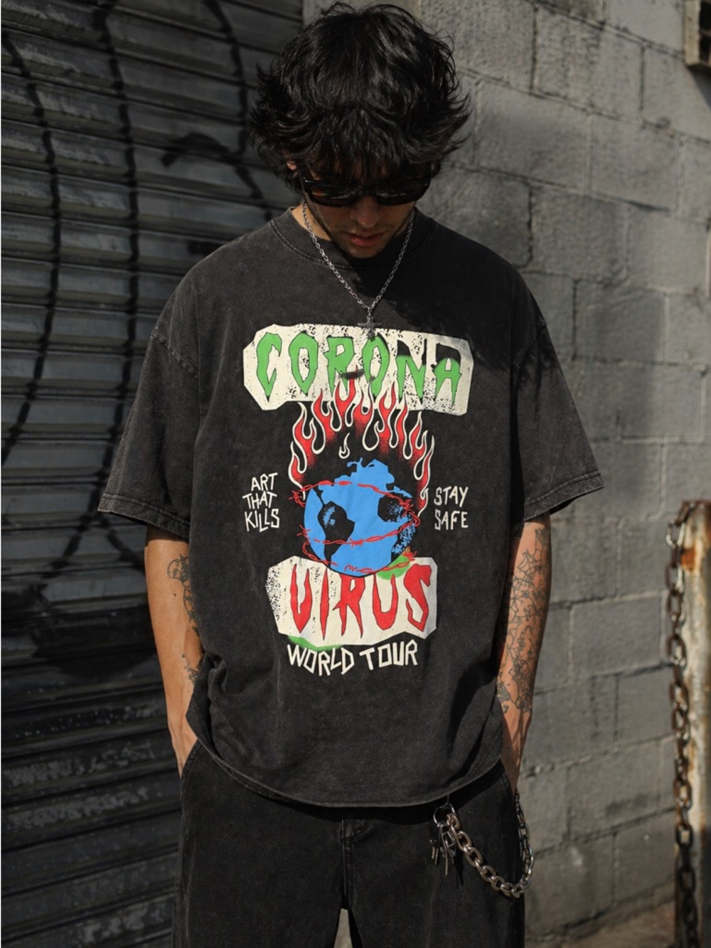 Gallery Dept. Corona Virus World Tour Graphic Tee Streetwear T-Shirt Size XL